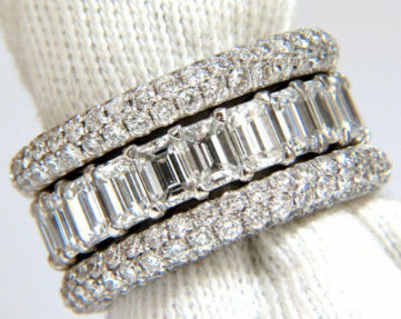 10.63ct Natural Round Baguette Diamond Rings Stacking 3 Revolver Platinum 14kt