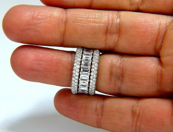 10.63ct Natural Round Baguette Diamond Rings Stacking 3 Revolver Platinum 14kt