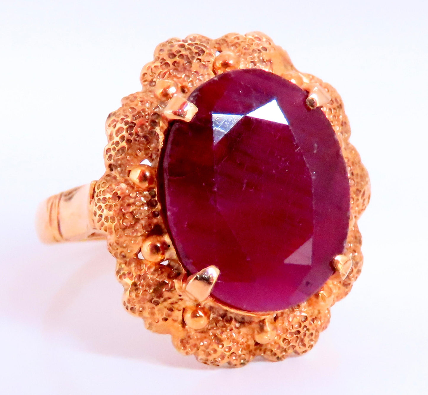 Natural Ruby Victorian Style Ring 14kt Gold Ref 12302