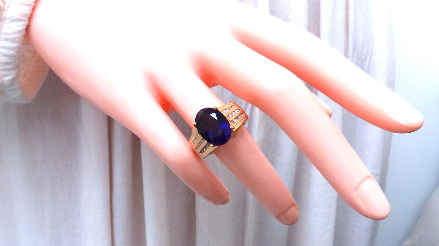 Natural Amethyst Diamonds Cathedral Ring 18kt gold Ref 12299