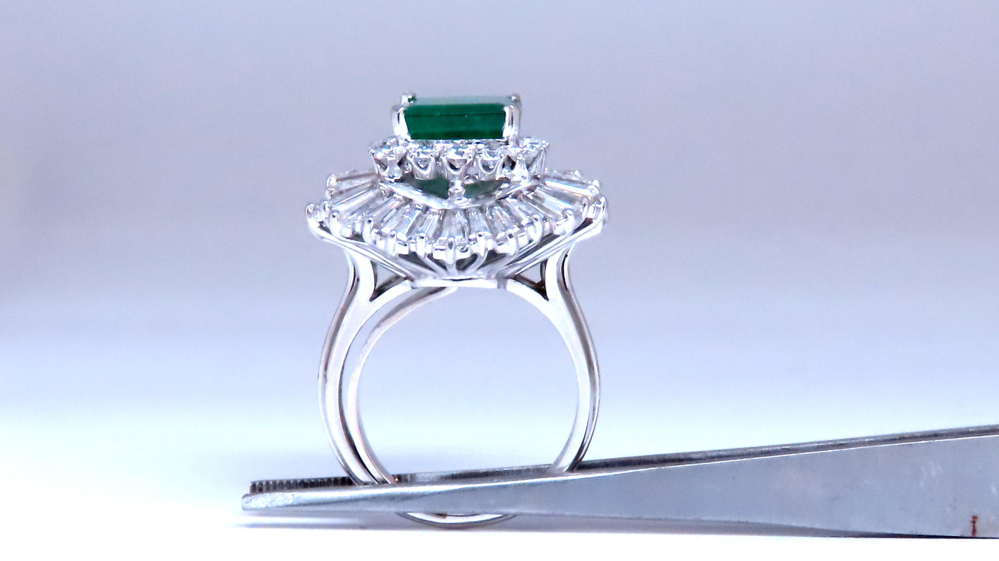 Natural Emerald Diamonds Classic Ballerina Cocktail Ring Platinum Ref 12294