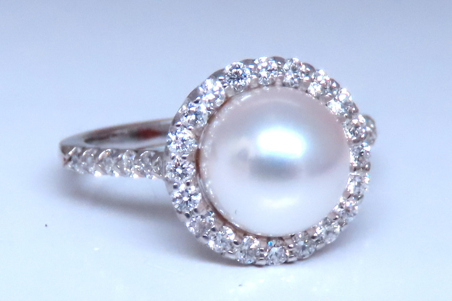 Natural 9mm South Sea Pearl Diamonds Ring .76ct 14kt Gold Ref 12293