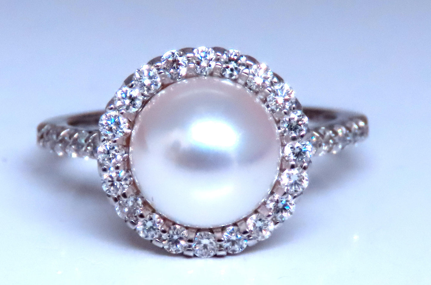 Natural 9mm South Sea Pearl Diamonds Ring .76ct 14kt Gold Ref 12293