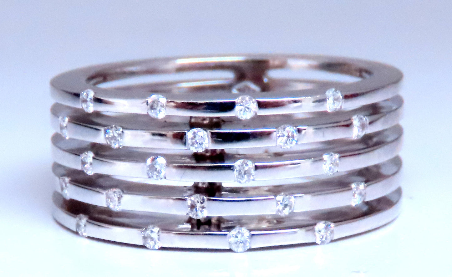 Natural Diamonds Fixed Stack Band 18kt Gold Ring Ref 12291