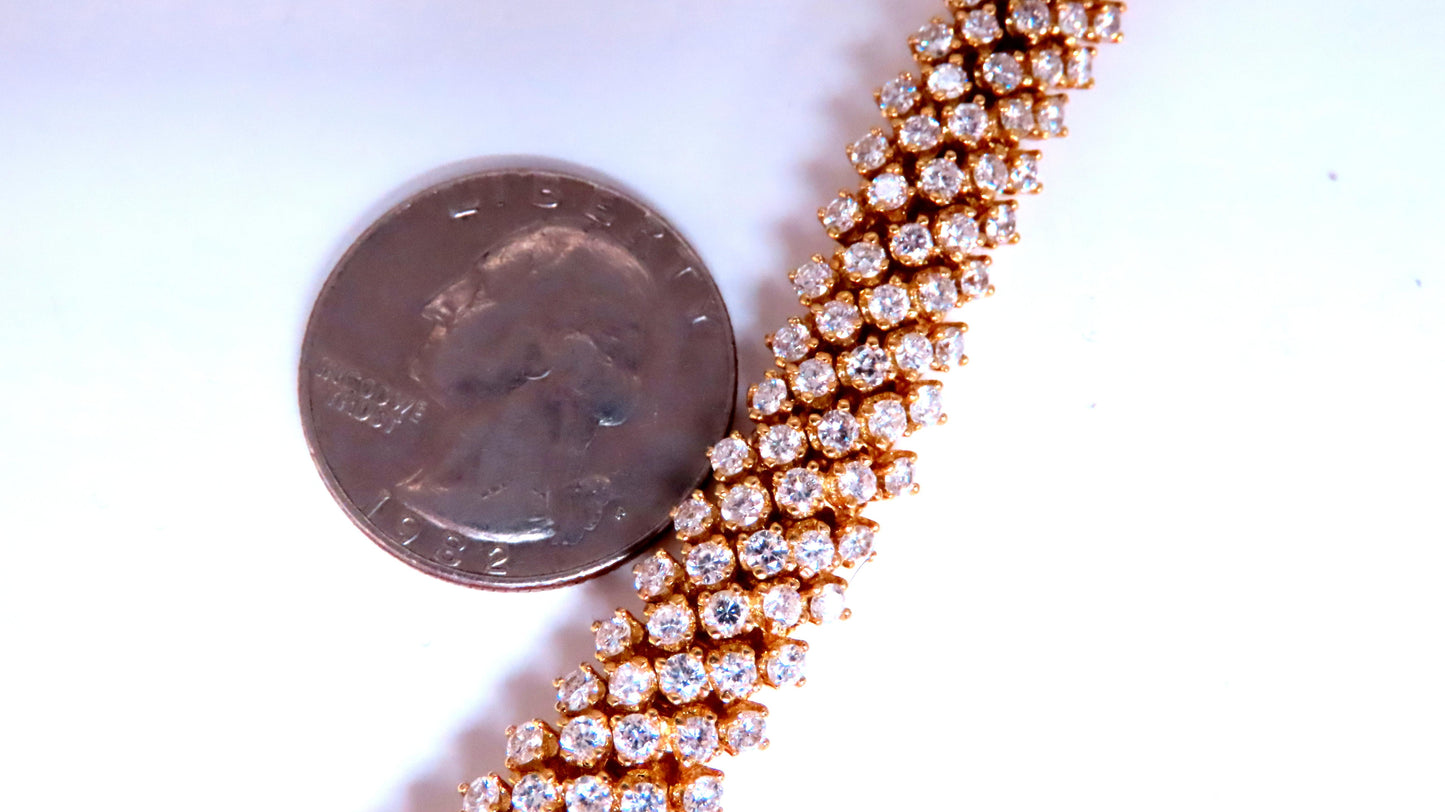 Estate 10ct Natural Round Diamonds Dome Bracelet 18kt Gold 12363