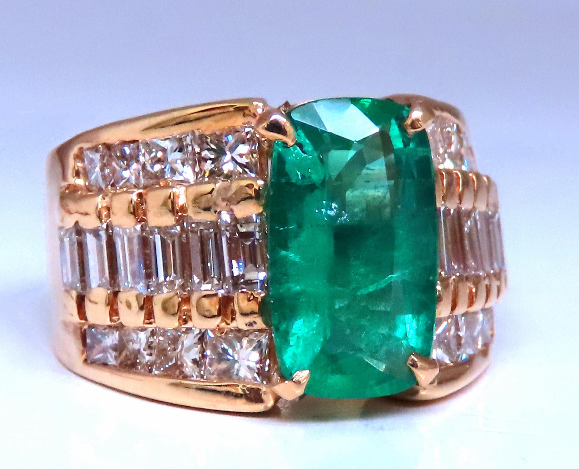 GIA Certified 3.01ct Natural Emerald Diamonds Ring 14kt Gold 12360