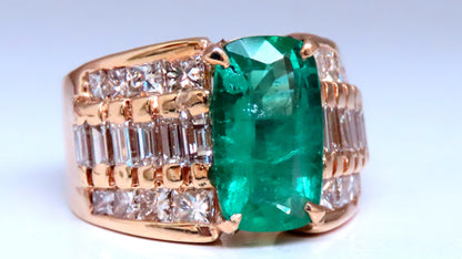 GIA Certified 3.01ct Natural Emerald Diamonds Ring 14kt Gold 12360