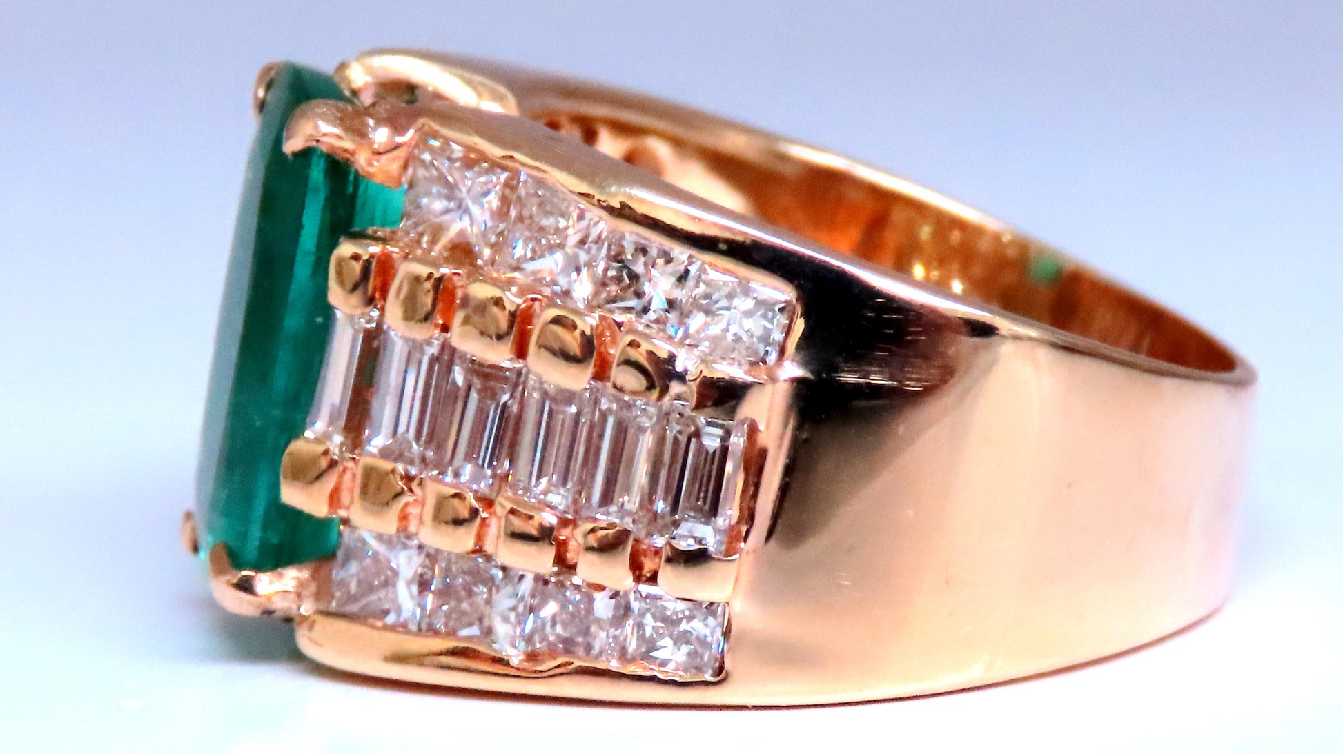 GIA Certified 3.01ct Natural Emerald Diamonds Ring 14kt Gold 12360