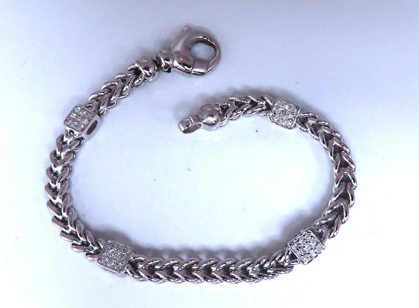 Natural Round Diamond Box Link Bracelet 14kt gold 12394