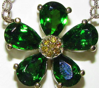 4.60CT NATURAL TSAVORITE YELLOW DIAMOND PENDANT