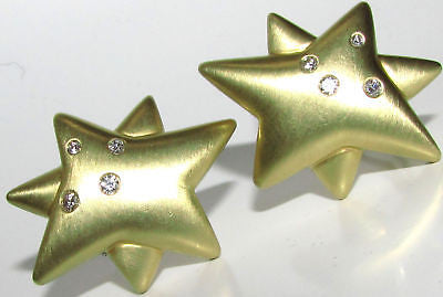 UNKOWN DESIGNER 18KT .50CT DIAMONDS STAR CLIP EARRINGS HEAVY