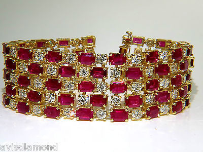 18KT GIA 55.25 NATURAL TOP GEM RUBY DIAMOND BRACELET HINGED BLOOD