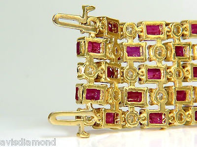 18KT GIA 55.25 NATURAL TOP GEM RUBY DIAMOND BRACELET HINGED BLOOD