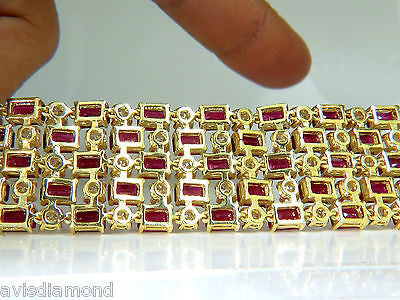 18KT GIA 55.25 NATURAL TOP GEM RUBY DIAMOND BRACELET HINGED BLOOD