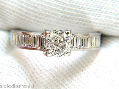 GIA 2.41CT F/VS CUSHION BRILLIANT DIAMOND BAGUETTE PLATINUM RING