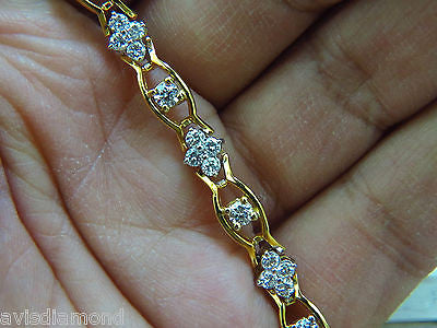 3.65Ct CLUSTERS DIAMOND BRACELET G VS 14KT EXCELLENT CUTS & LINKS