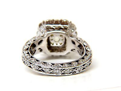 GIA 5.52CT CUSHION NATURAL FANCY YELLOW DIAMOND CLUSTER HALO RING VVS1