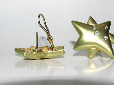 UNKOWN DESIGNER 18KT .50CT DIAMONDS STAR CLIP EARRINGS HEAVY