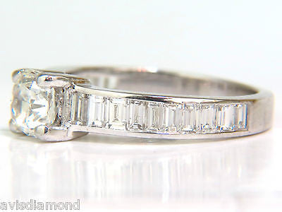 GIA 2.41CT F/VS CUSHION BRILLIANT DIAMOND BAGUETTE PLATINUM RING