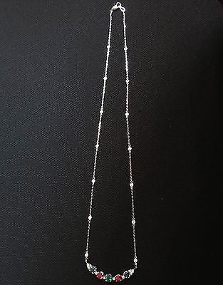 3.60CT NATURAL RUBY EMERALD SAPPHIRE DIAMONDS NECKLACE F/VS ARCH & BY YARD