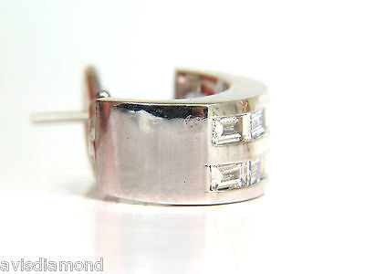 2.00CT BAGUETTE TWO ROWS DIAMOND SEMI HOOP CLIP EARRINGS 14KT