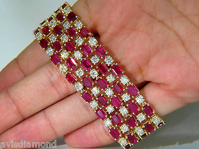 18KT GIA 55.25 NATURAL TOP GEM RUBY DIAMOND BRACELET HINGED BLOOD
