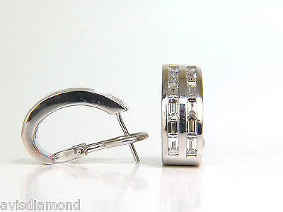 2.00CT BAGUETTE TWO ROWS DIAMOND SEMI HOOP CLIP EARRINGS 14KT