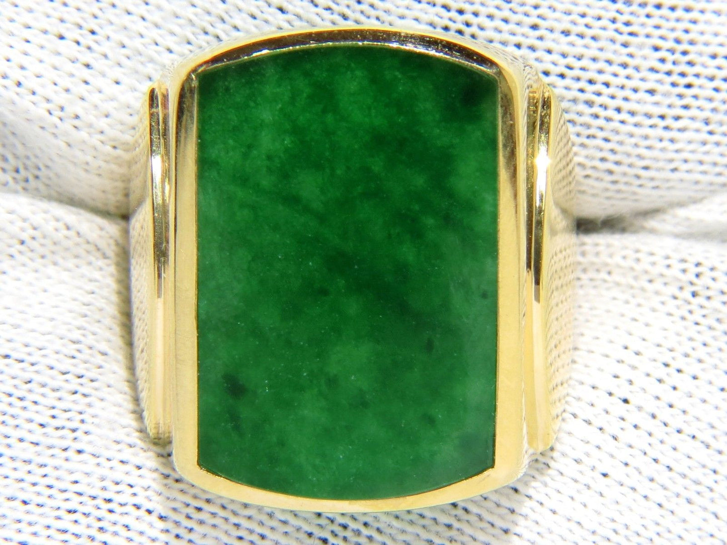 NATURAL 5.00CT JADE MENS RING 14KT YELLOW GOLD