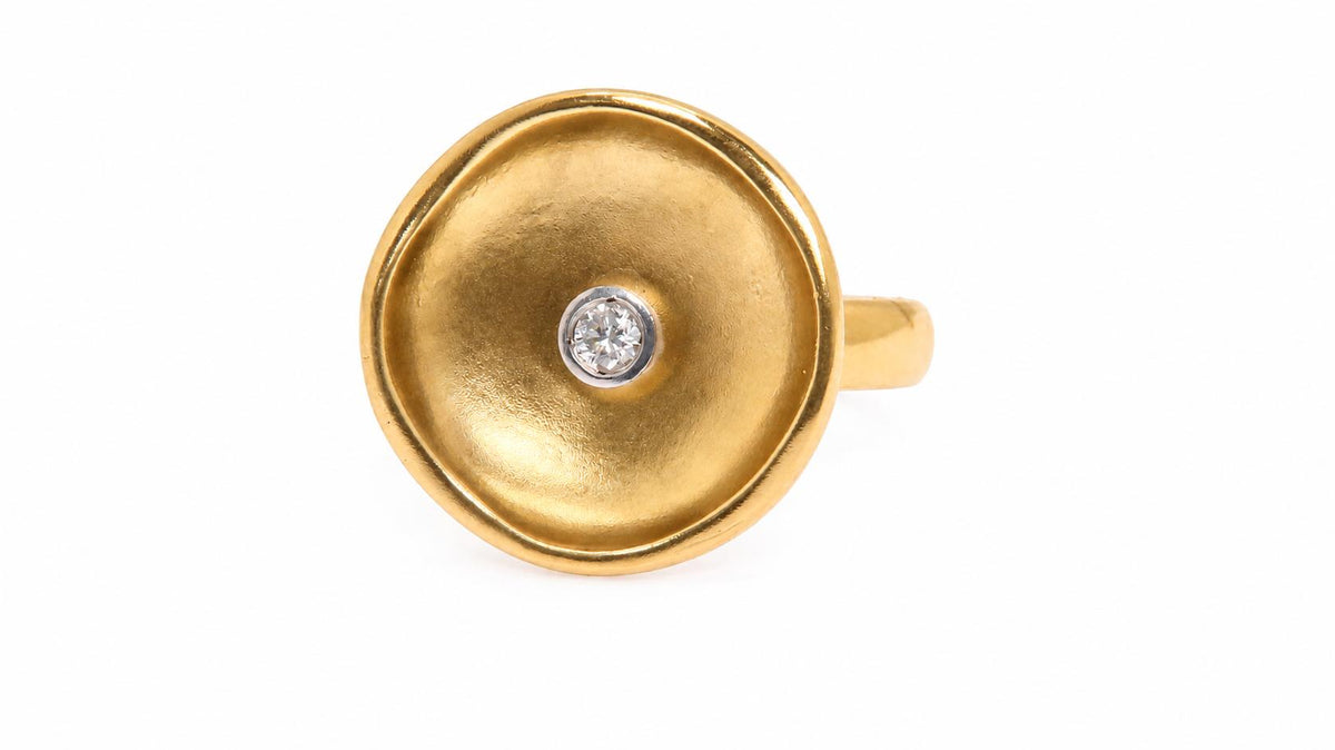 Lily Cup 3D Circular .10ct Natural Diamond Ring 18kt 95560