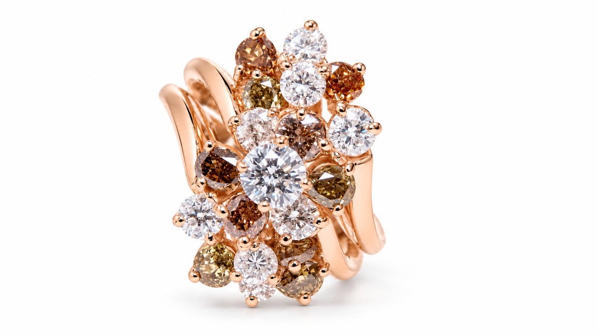 Natural Fancy Color Diamonds Cocktail Mixer Ring 2.50CT 18KT Gold 95562