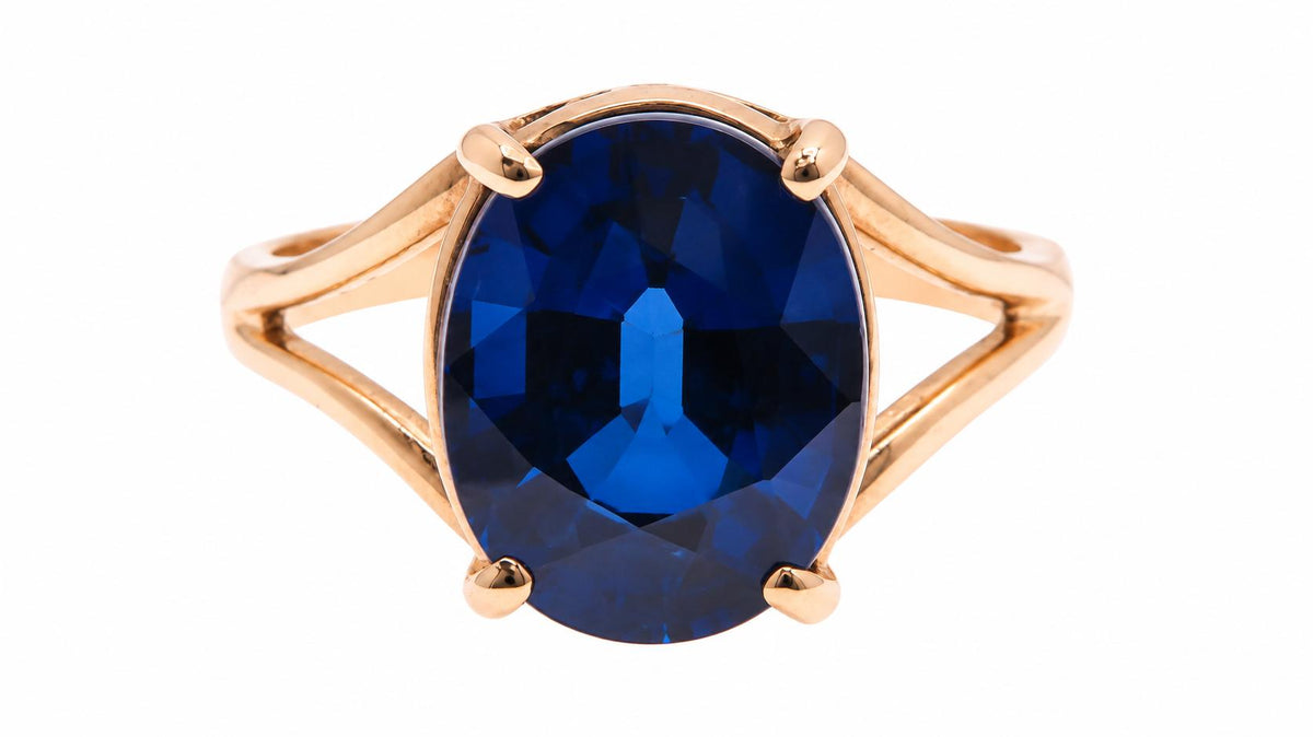 8 Carat Kashmir Blue Lab-Created Sapphire Ring | 14K Yellow Gold | Size 5½ 95578