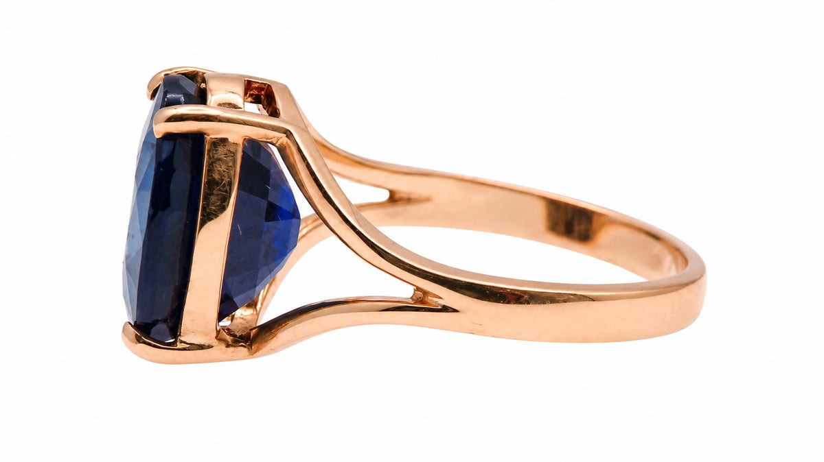 8 Carat Kashmir Blue Lab-Created Sapphire Ring | 14K Yellow Gold | Size 5½ 95578