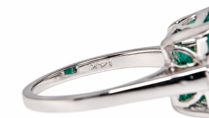 Vivid Green Lab Created 3.52ct Emerald diamond Ring 14kt. gold 95575