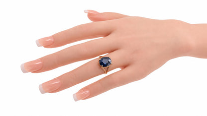 8 Carat Kashmir Blue Lab-Created Sapphire Ring | 14K Yellow Gold | Size 5½ 95578