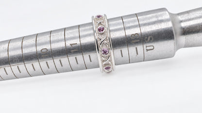 Natural .75ct Brilliant Pink Sapphires Eternity Band Sterling Silver 95561