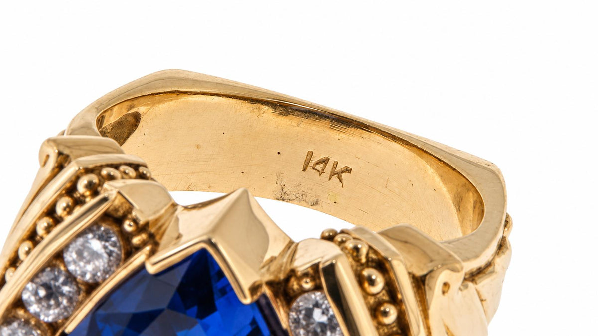 GIA Certified 4.25ct Natural Tanzanite Diamonds Ring 14kt Gold 95576