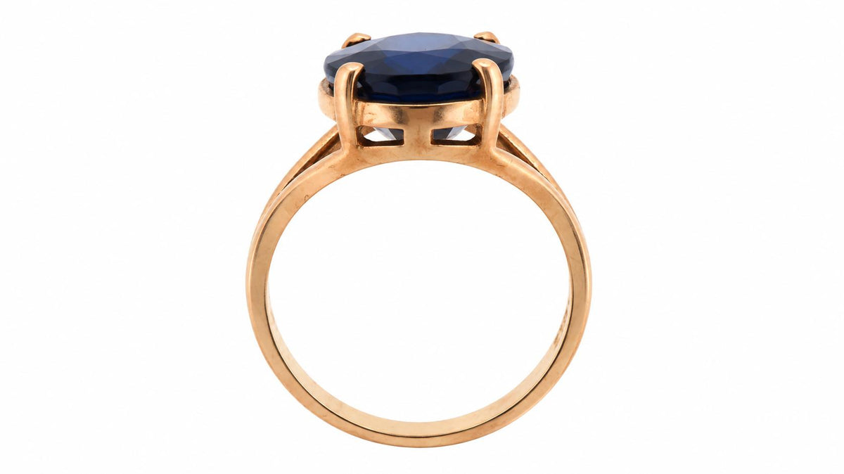 8 Carat Kashmir Blue Lab-Created Sapphire Ring | 14K Yellow Gold | Size 5½ 95578