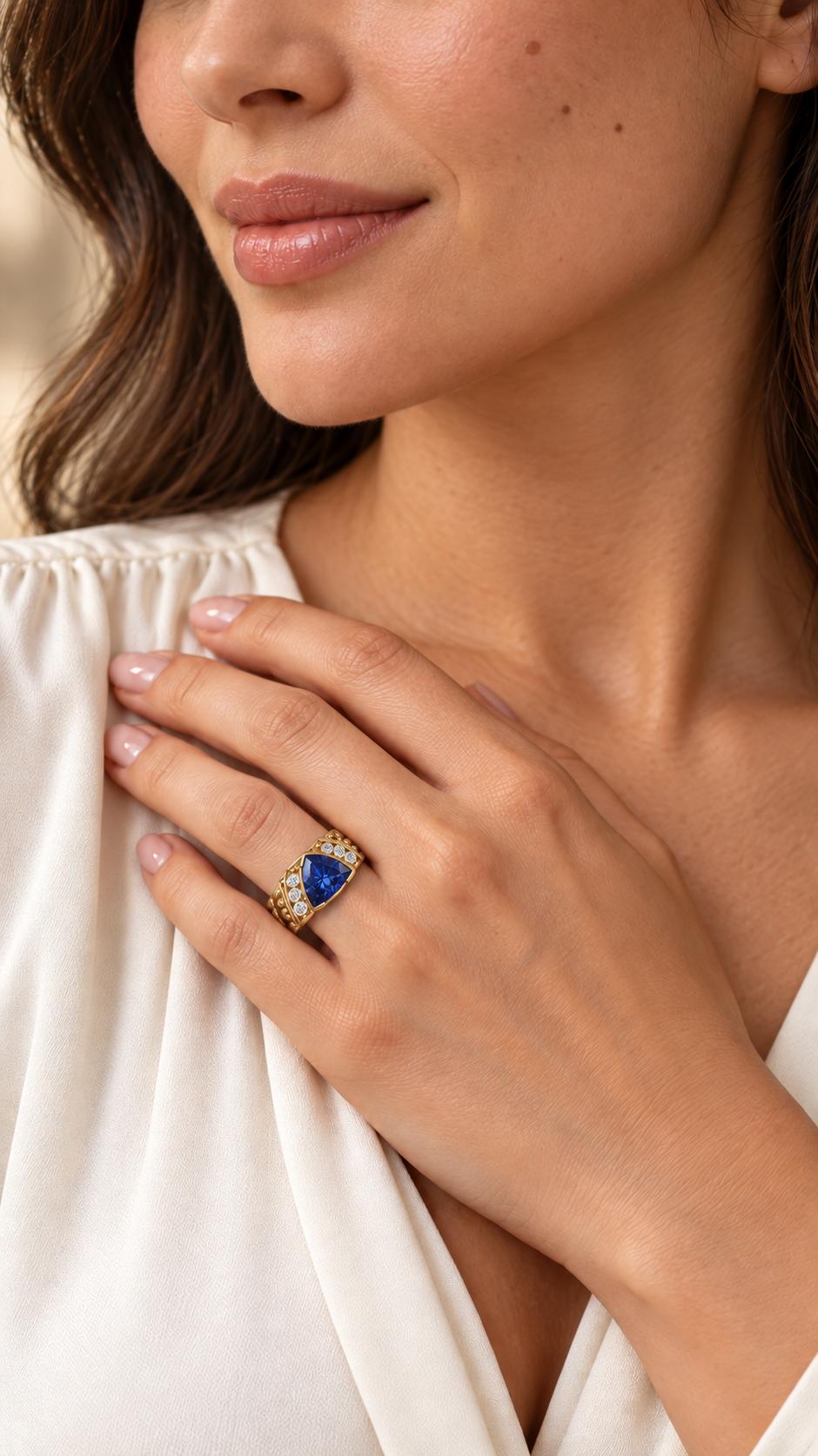 GIA Certified 4.25ct Natural Tanzanite Diamonds Ring 14kt Gold 95576