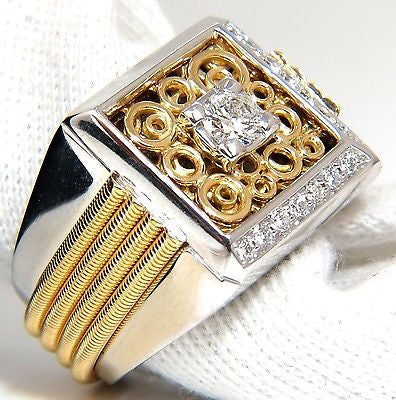 18kt mens .60ct diamond ring coil wrap 3d tourbillon still life deco 10002