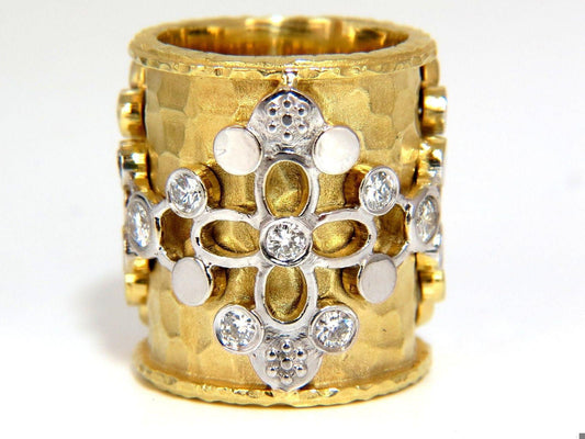 1.10CT 14KT NATURAL DIAMONDS SPANISH GOTH DECO REVIVAL HAMMERED BAND 10030**