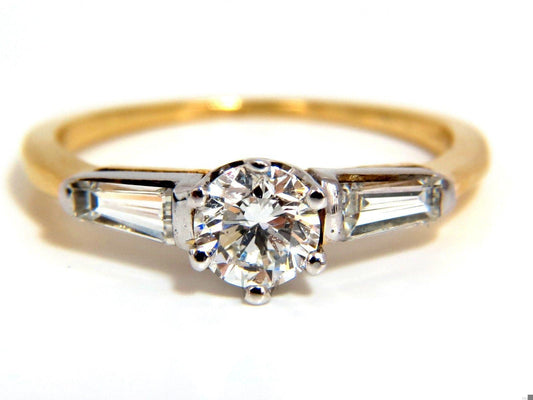 GIA .81CT ROUND CUT DIAMOND RING BAGUETTES 14KT H/SI-1 14kt 10045