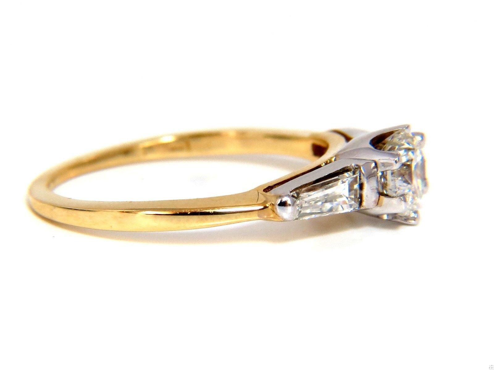 GIA .81CT ROUND CUT DIAMOND RING BAGUETTES 14KT H/SI-1 14kt 10045