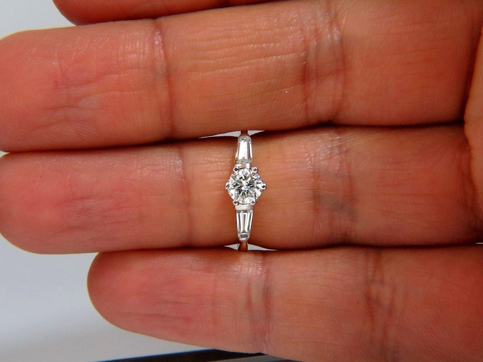GIA .81CT ROUND CUT DIAMOND RING BAGUETTES 14KT H/SI-1 14kt 10045