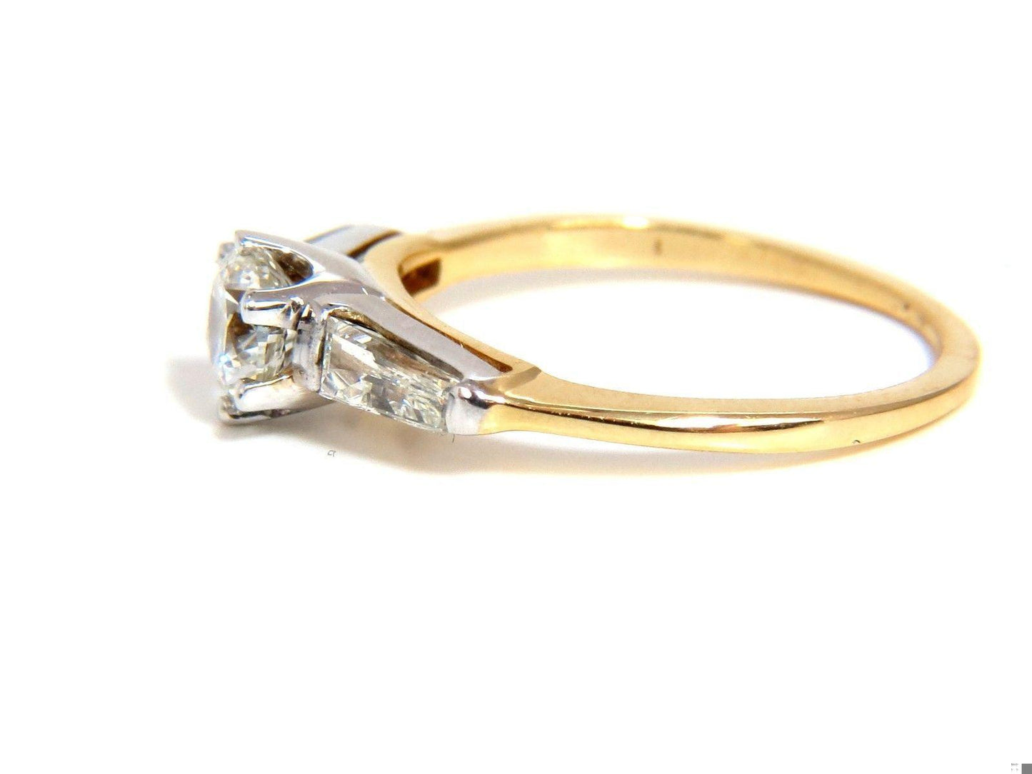 GIA .81CT ROUND CUT DIAMOND RING BAGUETTES 14KT H/SI-1 14kt 10045