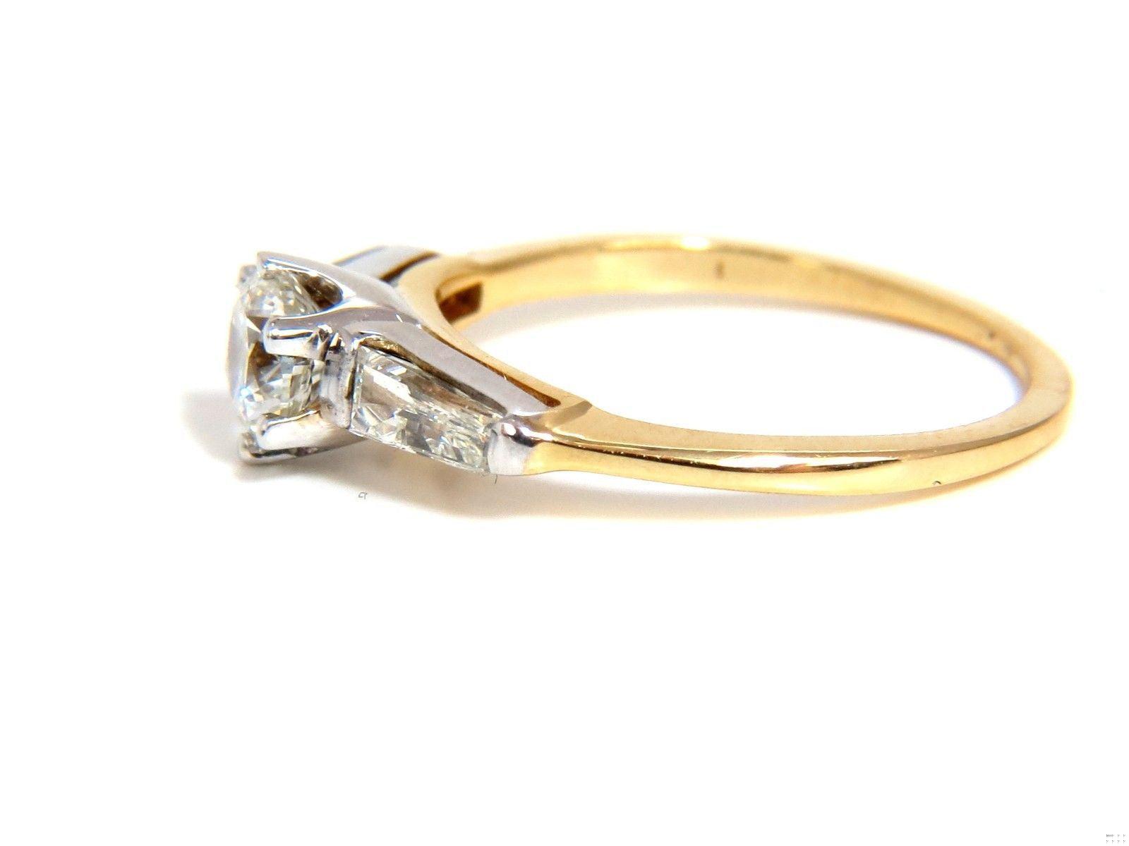 GIA .81CT ROUND CUT DIAMOND RING BAGUETTES 14KT H/SI-1 14kt 10045