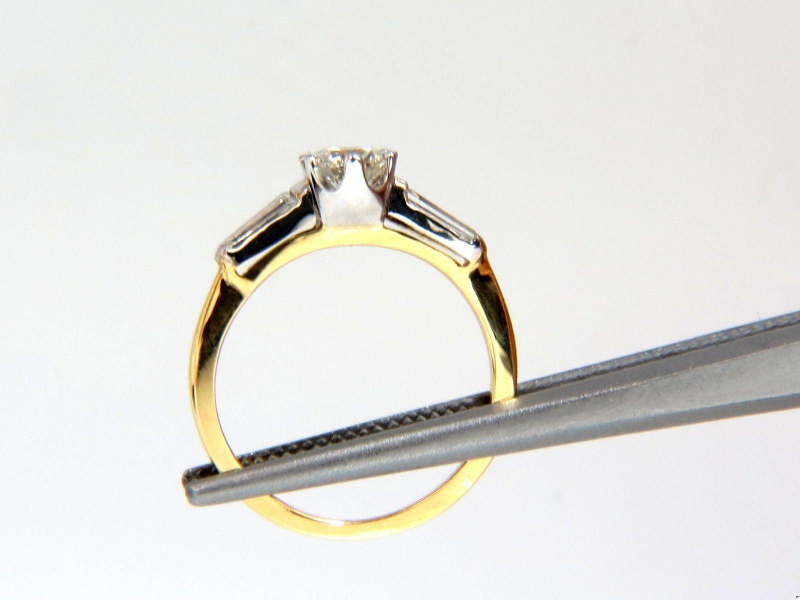 GIA .81CT ROUND CUT DIAMOND RING BAGUETTES 14KT H/SI-1 14kt 10045