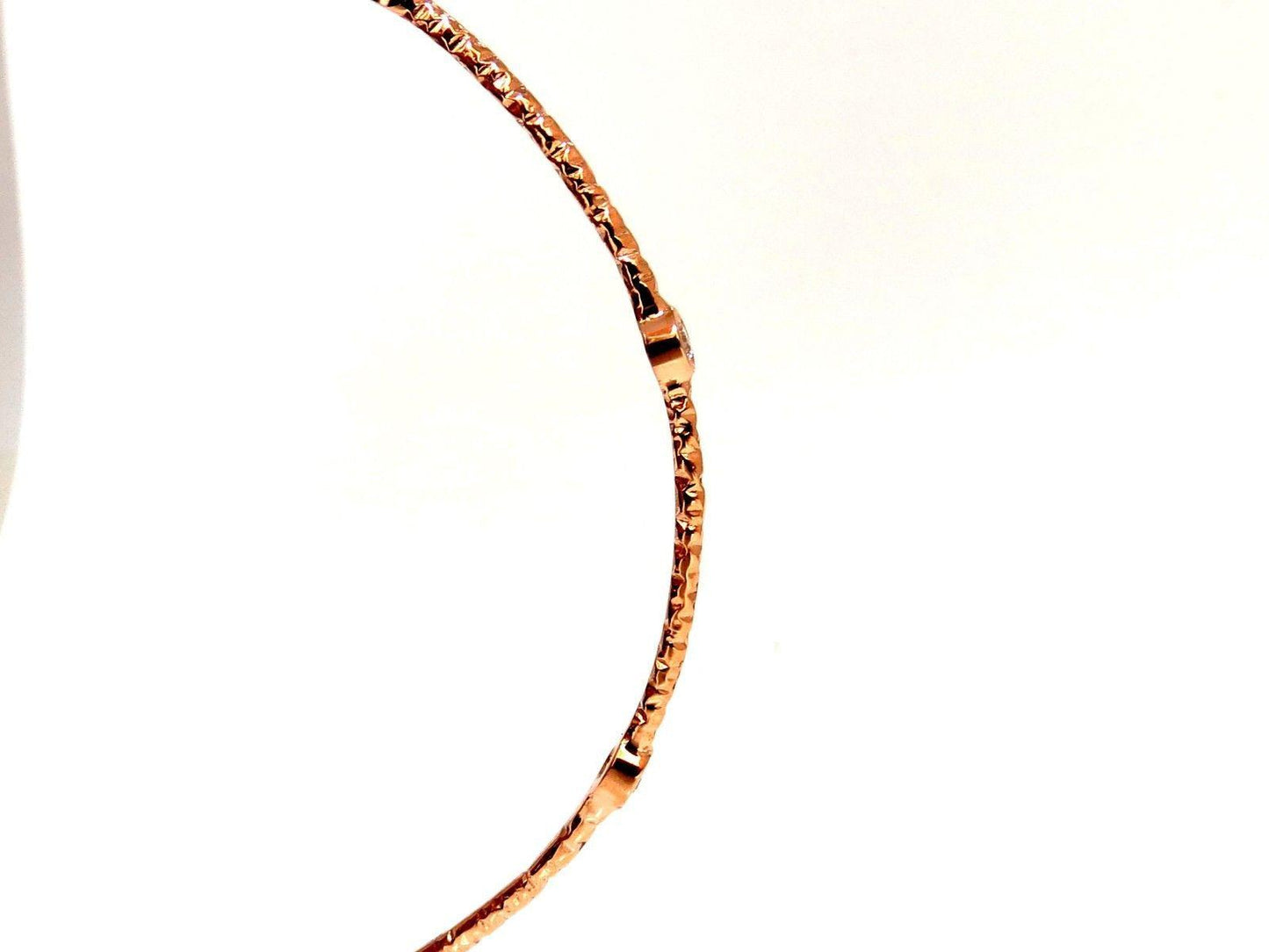 2.30ct (3) NATURAL DIAMONDS BANGLE BRACELETS 3D HAMMER FINISH DECO 14KT**