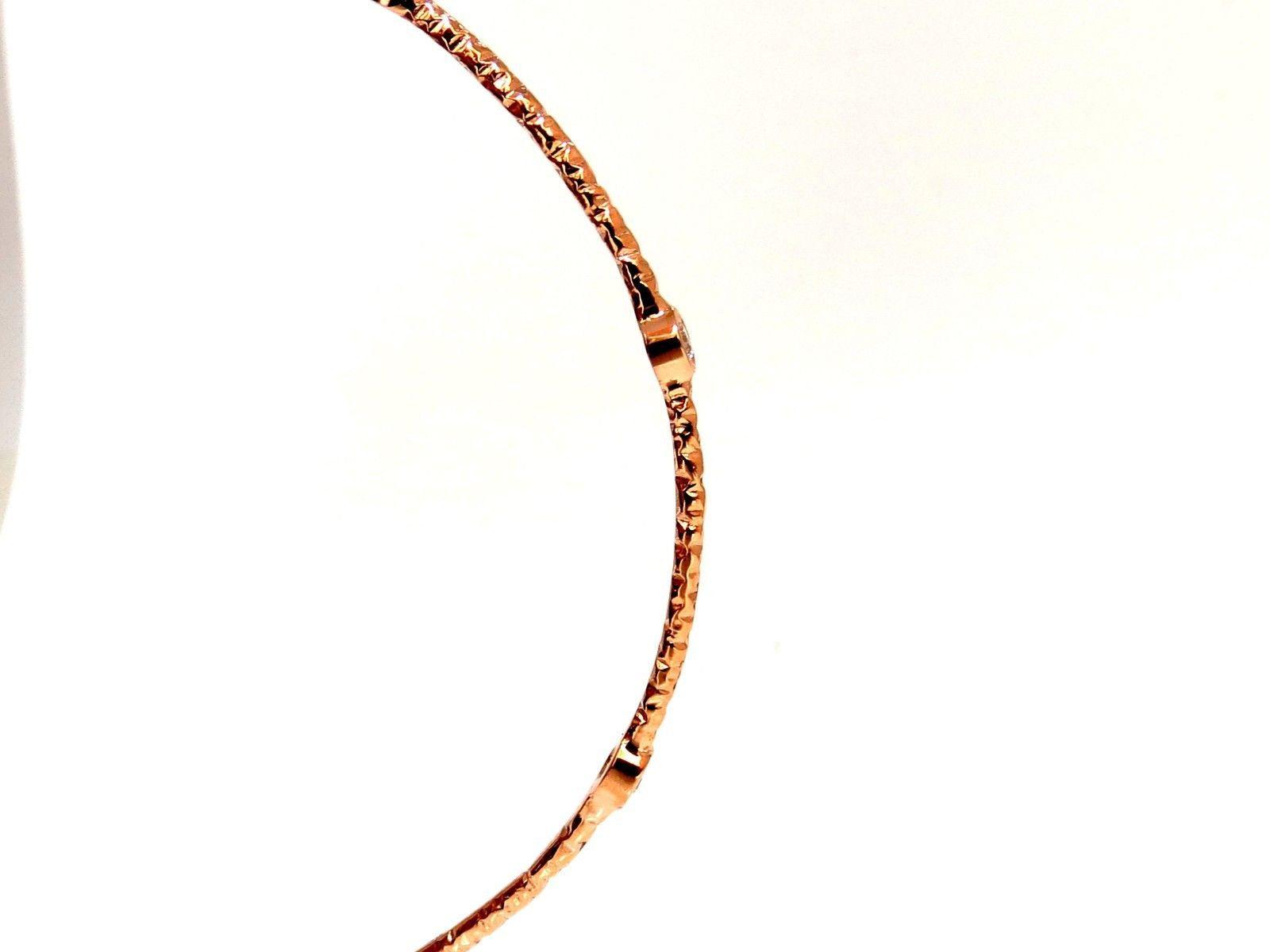 2.30ct (3) NATURAL DIAMONDS BANGLE BRACELETS 3D HAMMER FINISH DECO 14KT**