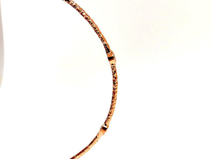 2.30ct (3) NATURAL DIAMONDS BANGLE BRACELETS 3D HAMMER FINISH DECO 14KT**