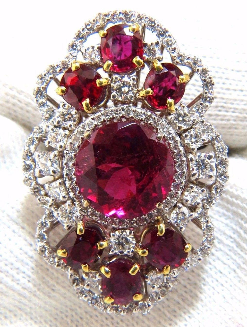 GIA Certified 8.03CT NATURAL TOURMALINE RUBELLITE RUBY DIAMOND RING 18KT 10344**
